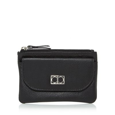 Black leather flap over pocket coin purse